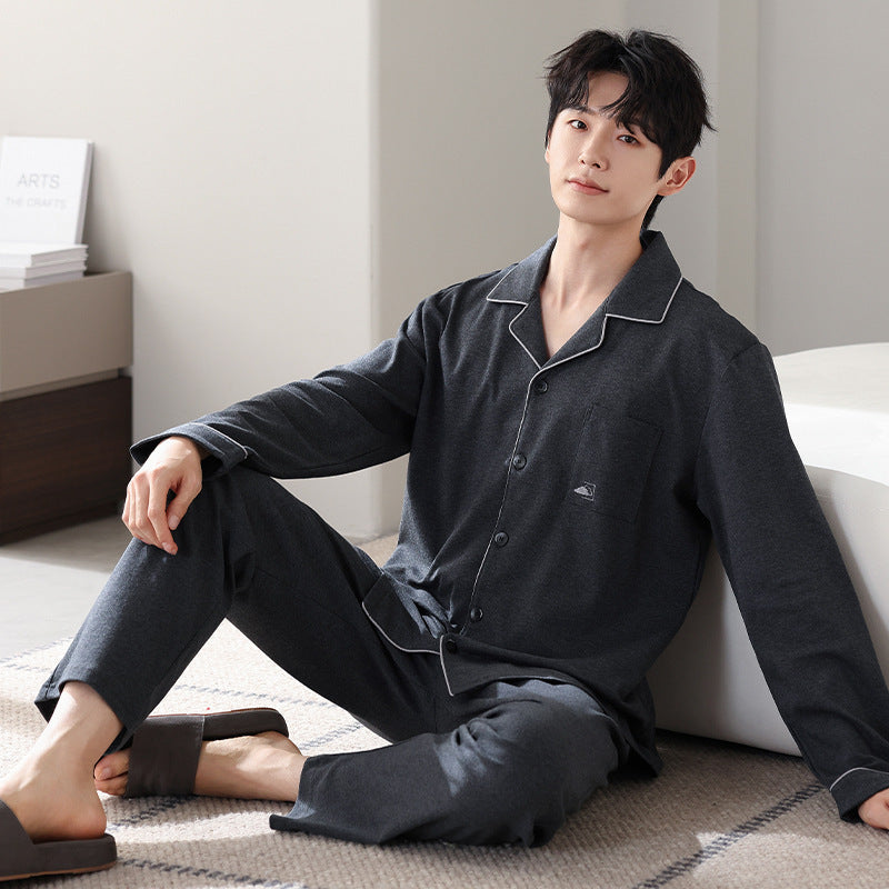 Men's Pure Cotton Long Sleeved Pajamas