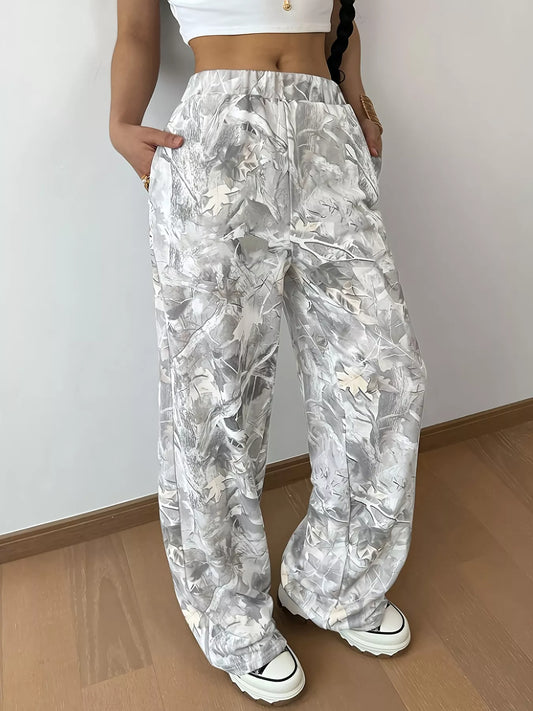 Abstract Print Wide Leg Sweatpants
