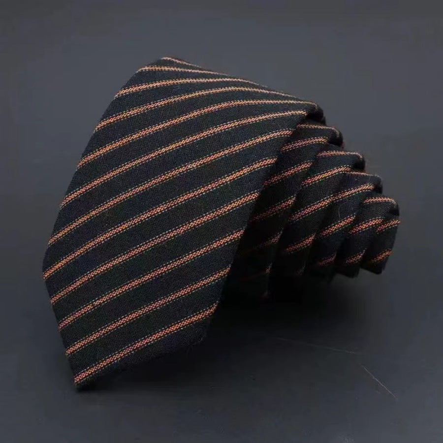 Men's Thickened Sanded Fabric Striped Solid Color Cotton Tie
