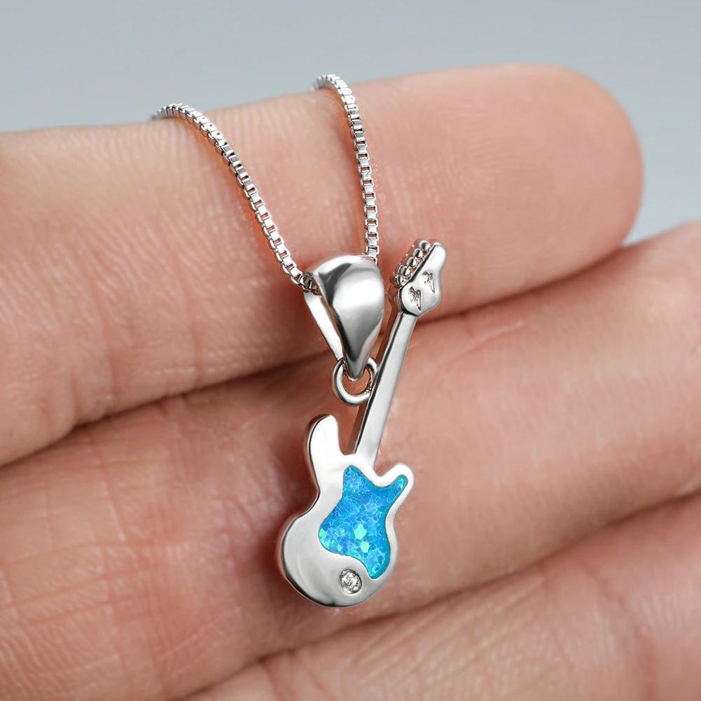 Men's Blue Opal Guitar Necklace by GJG Denim