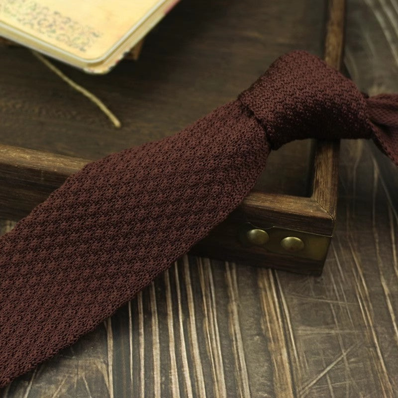 Narrow Woolen Knitted Tie For Men