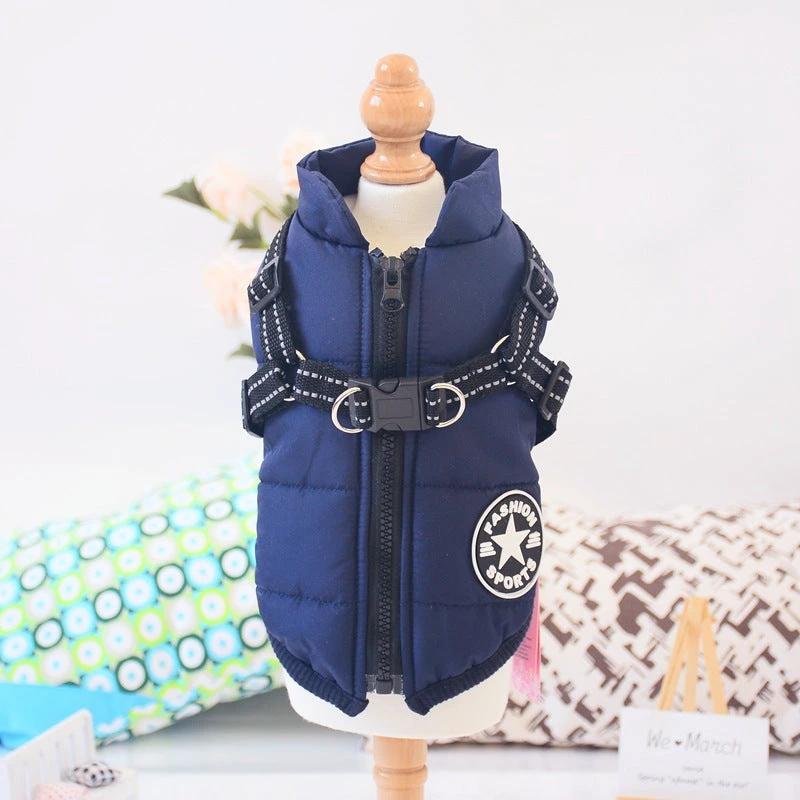 Waterproof Dog Clothes Winter Dog Coat With Harness Warm Pet Clothing Big Dog Jacket Chihuahua Labrador Coat Costume by GJG Denim
