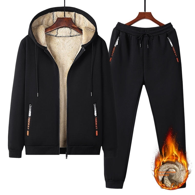 Winter Fleece-lined Thick Men's Sweatsuit