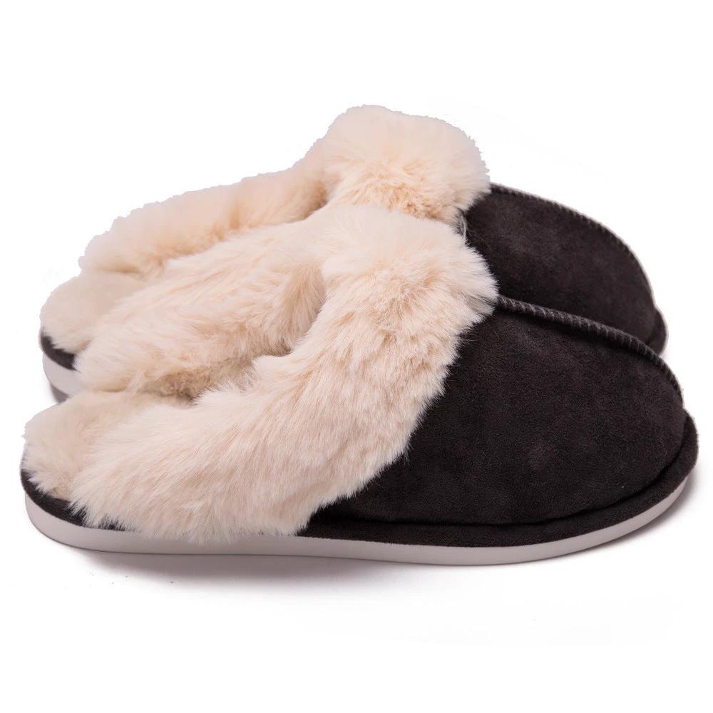Fur Furry Slippers Women Winter Warm Plush House Shoes by GJG Denim