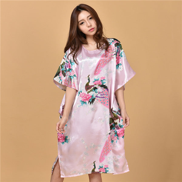 Printed peacock plus size nightdress