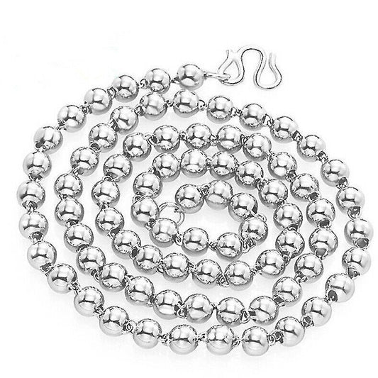 Men's Round Beads Silver Necklace