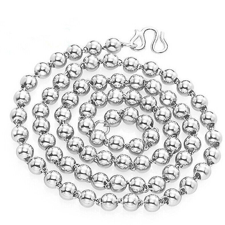 Men's Round Beads Silver Necklace