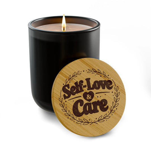 Self-Love & Care Scented Soy Candle — 14oz Engraved Bamboo Lid by Printify