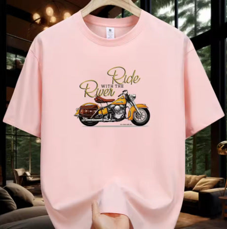 Men's Motorcycle Pattern Printed T-shirt