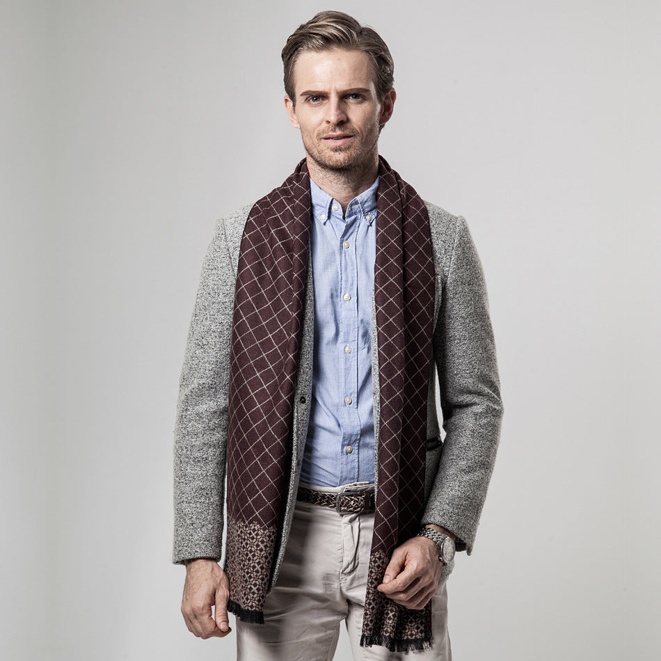 Classic Plaid Casual Warm Scarf For Men