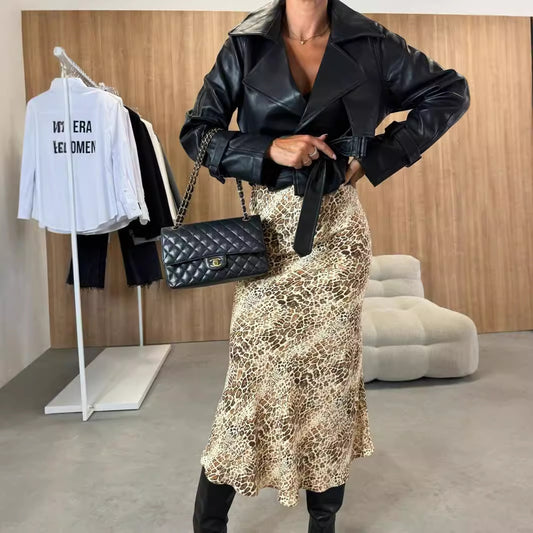 High Waist Slimming Women's Printed Wear Skirt