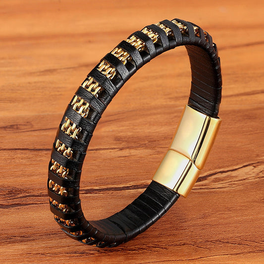 Men's Stainless Steel Multi-leather Rope Bracelets