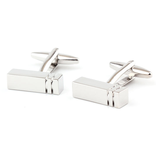 Men's Rectangular Glossy Metal Cufflinks