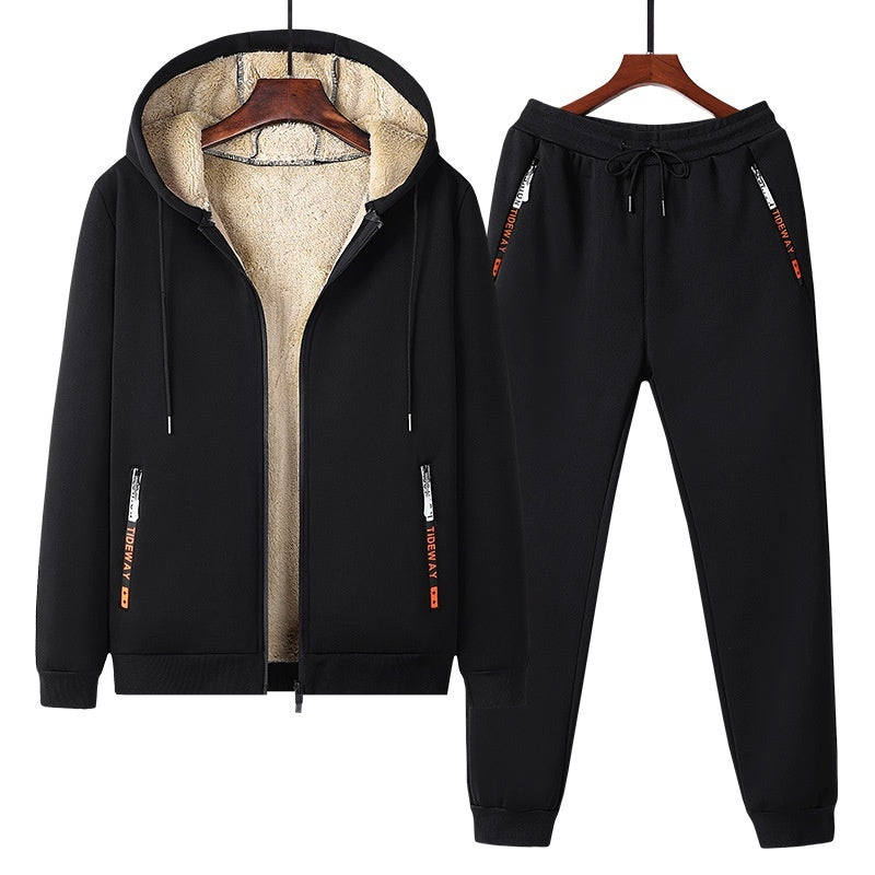 Winter Fleece-lined Thick Men's Sweatsuit