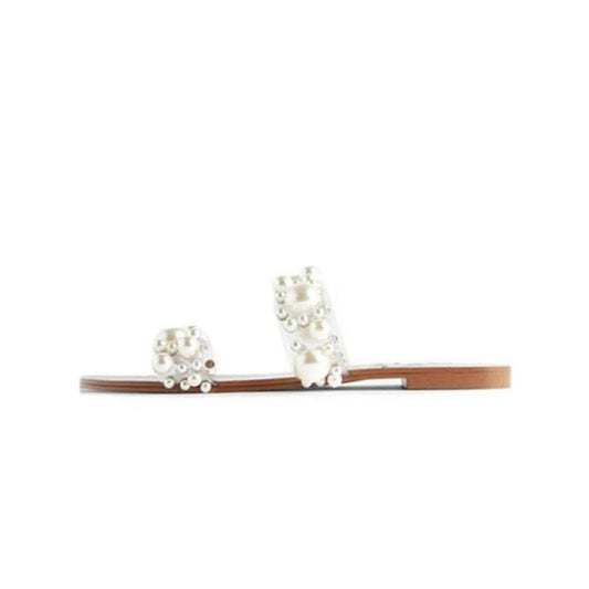 New transparent flat sandals with pearls by GJG Denim