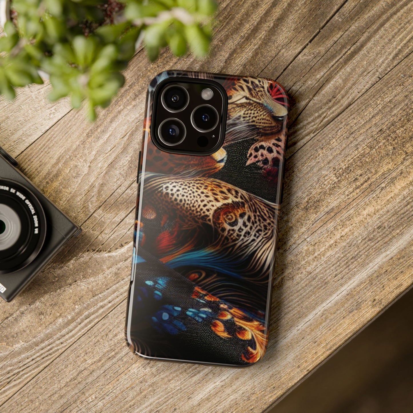 Stylish Tough Phone Case with Elegant Black and Gold Design