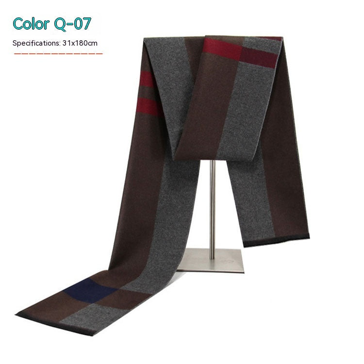 Men's Striped Winter Warm Artificial Cashmere Scarf For Men