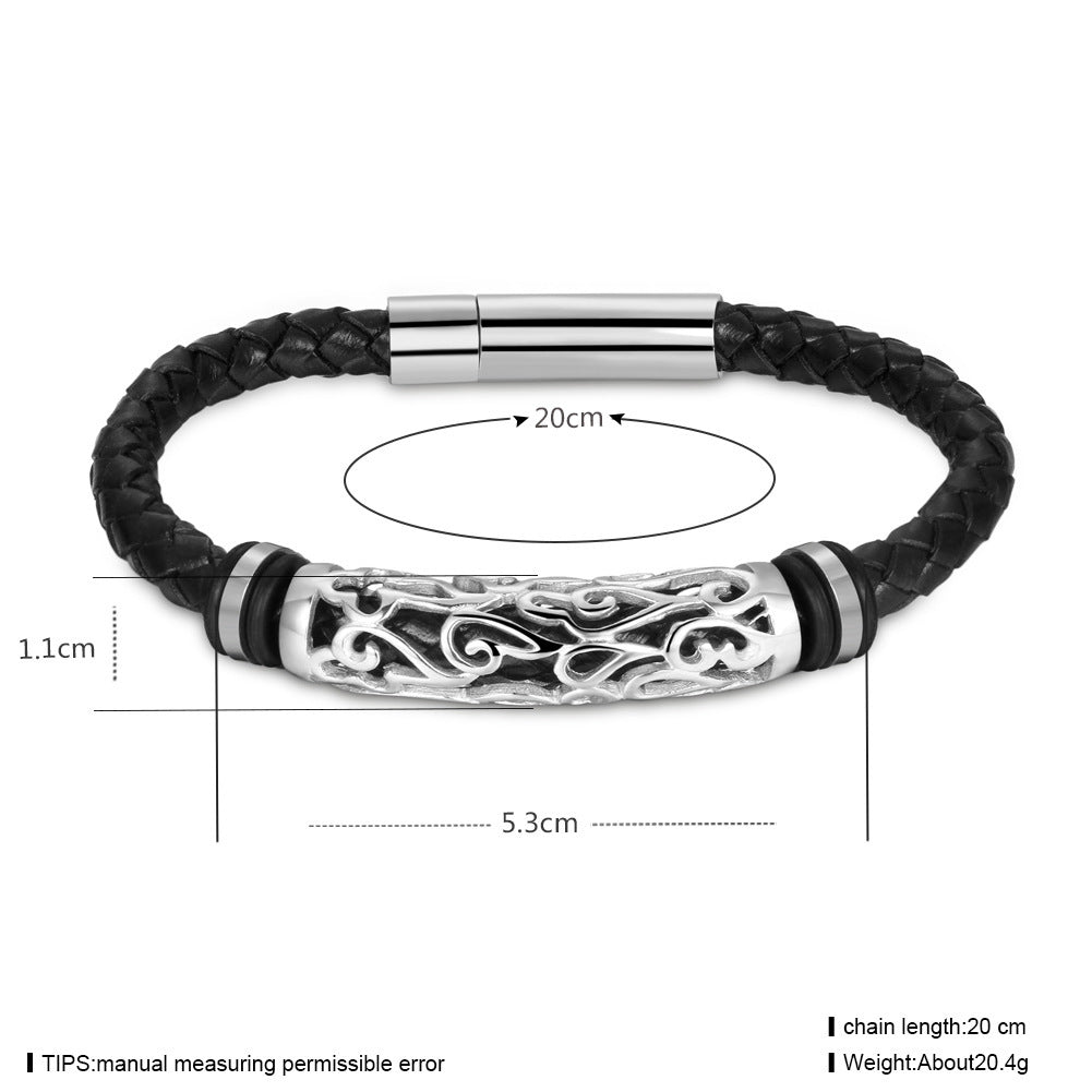 Stainless Steel Leather Bracelet For Men