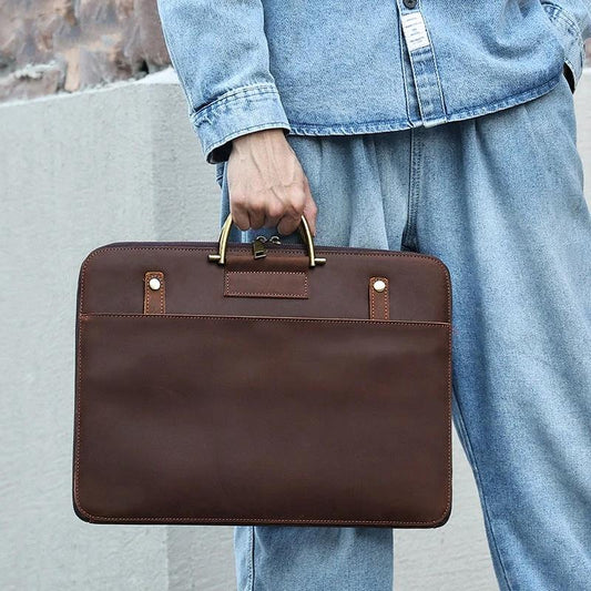 Men's Genuine Leather Computer Bag by GJG Denim