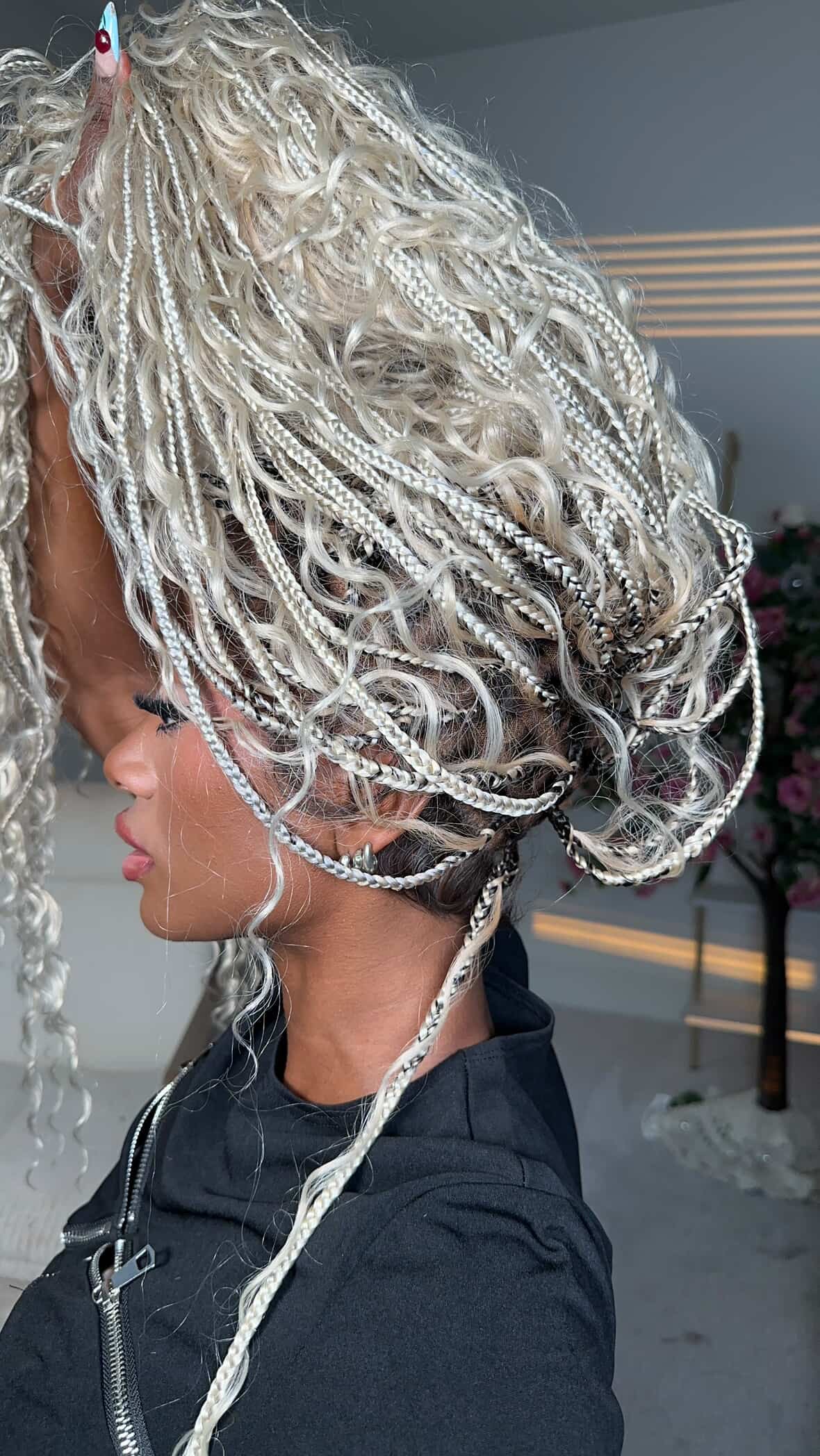 Bohemian Knotless Braid Wig, Full Lace, Waist, Color 613 mix - ZARA