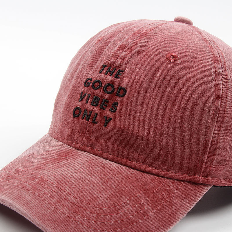 Men's Washed "THE GOOD VIBES ONLY" Dad Snapback Hats