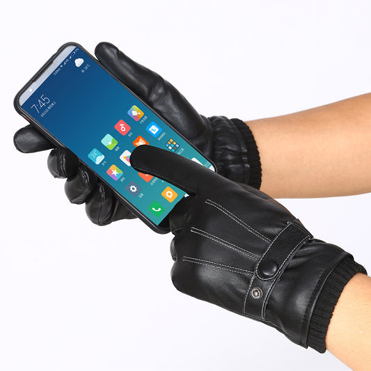 Men's PU Autumn and Winter Touch Screen Gloves