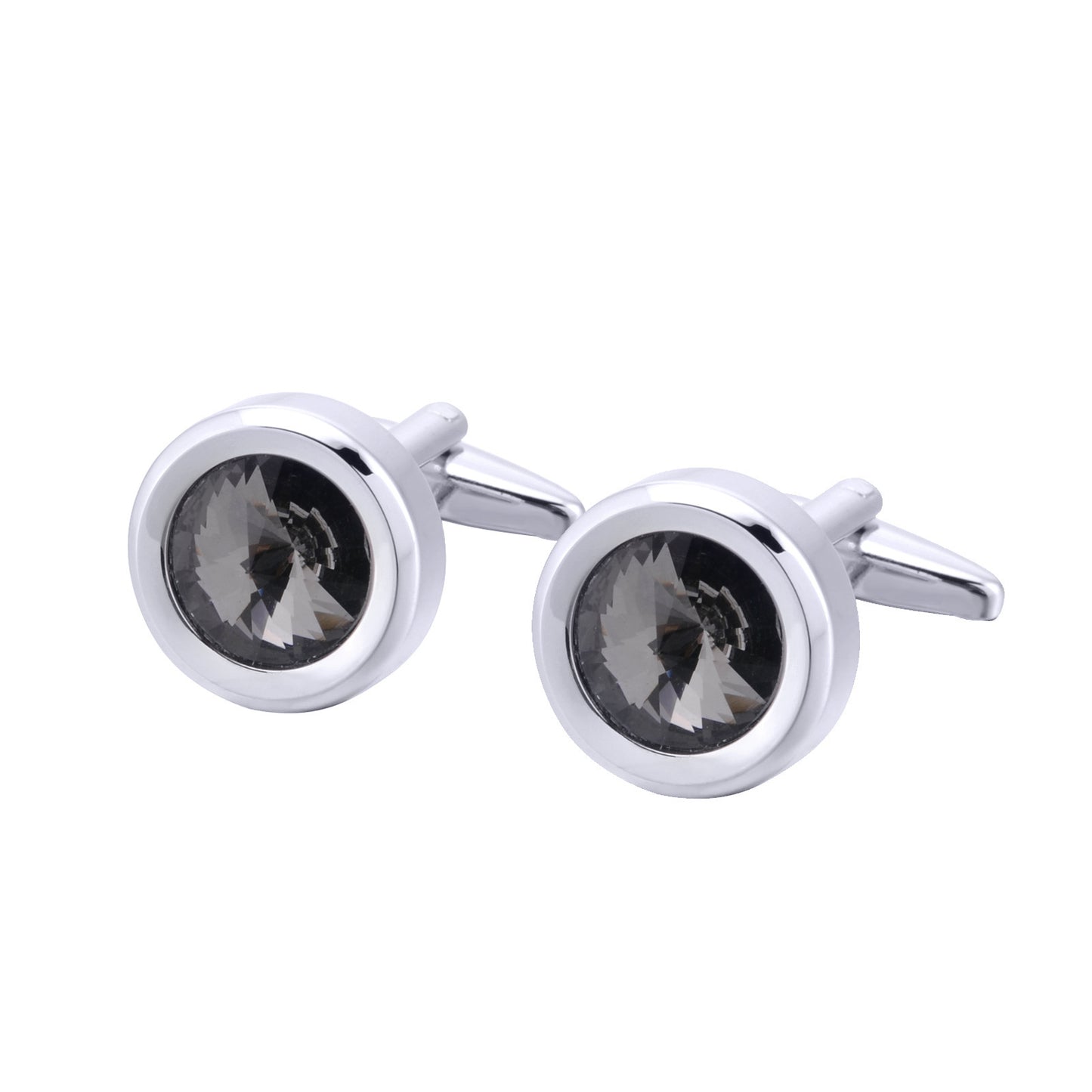 Men's Round Multi-Faceted Satellite Diamond Crystal Cufflinks