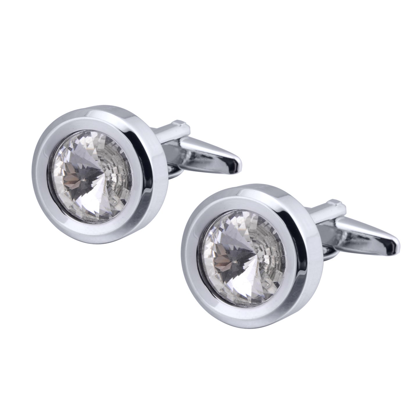 Men's Round Multi-Faceted Satellite Diamond Crystal Cufflinks