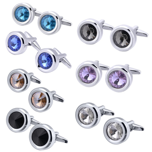 Men's Round Multi-Faceted Satellite Diamond Crystal Cufflinks