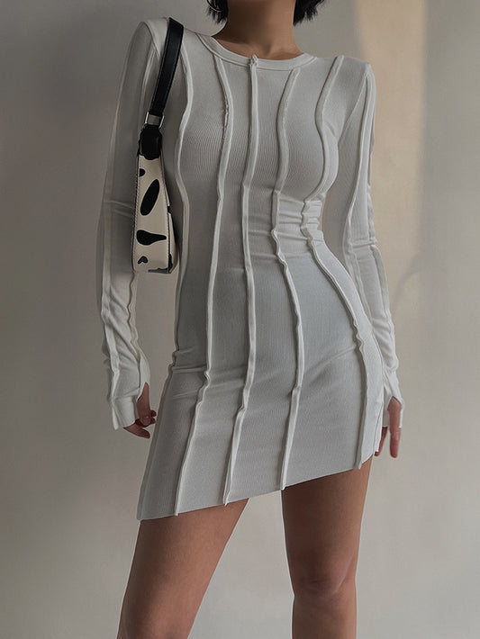 long sleeve round neck dress
