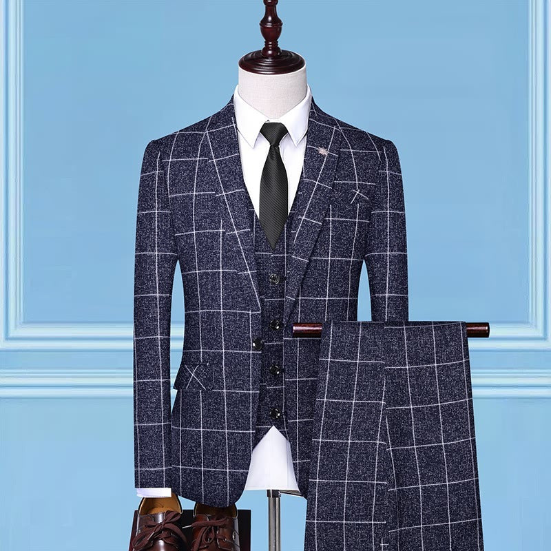 Men's Checkered Three-Piece Suit