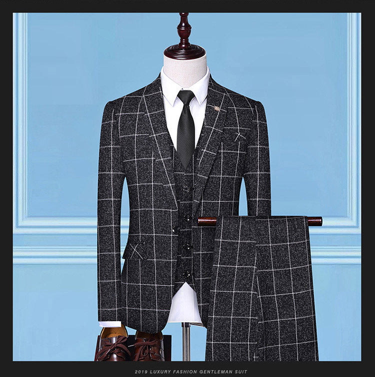Men's Checkered Three-Piece Suit