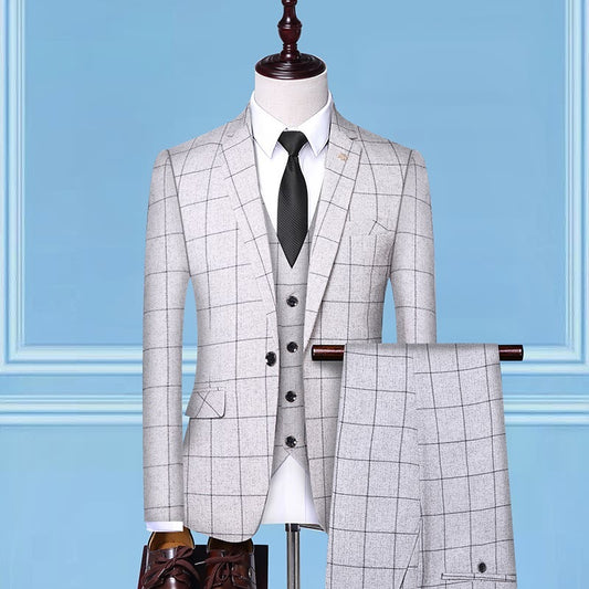 Men's Checkered Three-Piece Suit