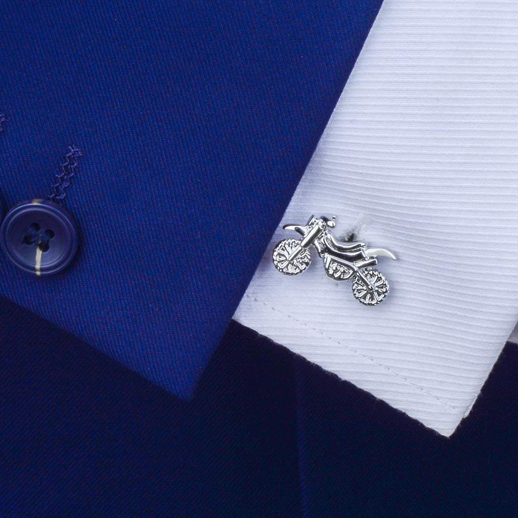 Men's Silver Motorcycle Cuff links