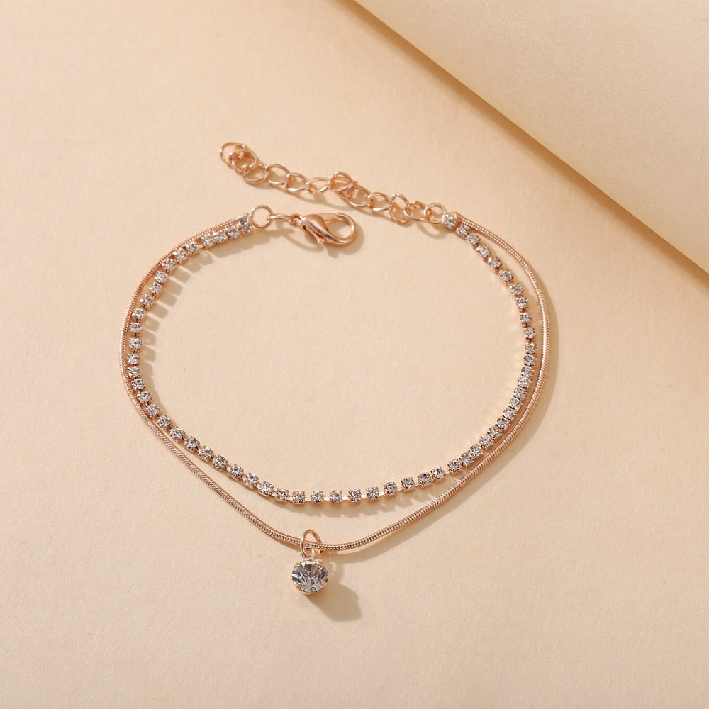 Bohemian Beads Anklets for Women Boho Cubic Zirconia Anklet Ankle Bracelet on Leg Anklet Jewellery