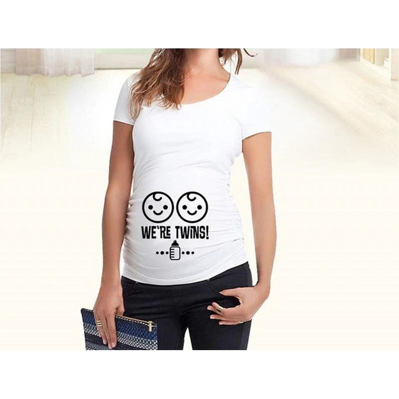 Women T-Shirts Slim Maternity Funny Letter Tops O-Neck Pregnancy Women by GJG Denim