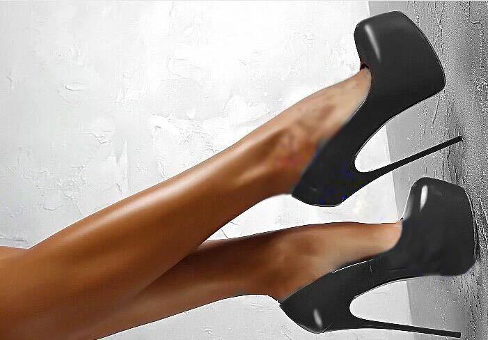 Spring Autumn Sexy Wedding Fetish Round Toe Woman Pumps Platform Very High Heel Pumps by GJG Denim
