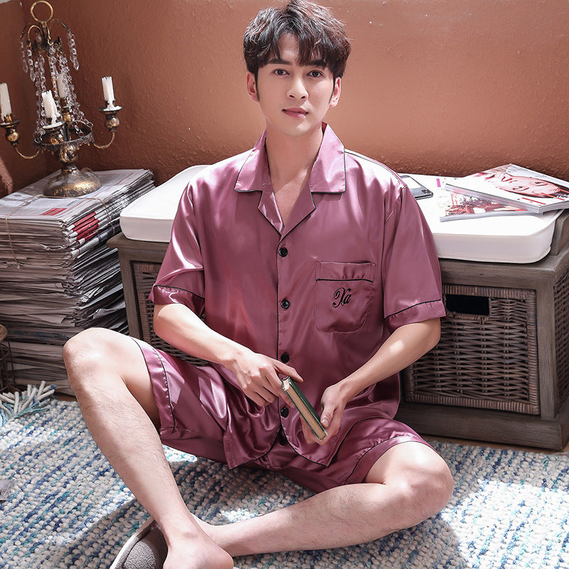 Men's Silk Pajamas Short-sleeved