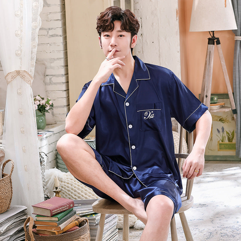 Men's Silk Pajamas Short-sleeved