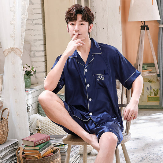 Men's Silk Pajamas Short-sleeved