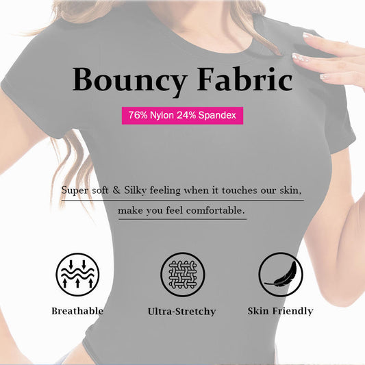 USA Warehouse Shipping Going Out T Shirt Tops Second-skin Feel Recycle Shapewear Crew Neck Short Sleeve Bodysuit For Women