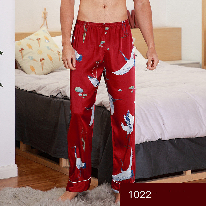 Men's Printed Silk Sleepwear Bottoms