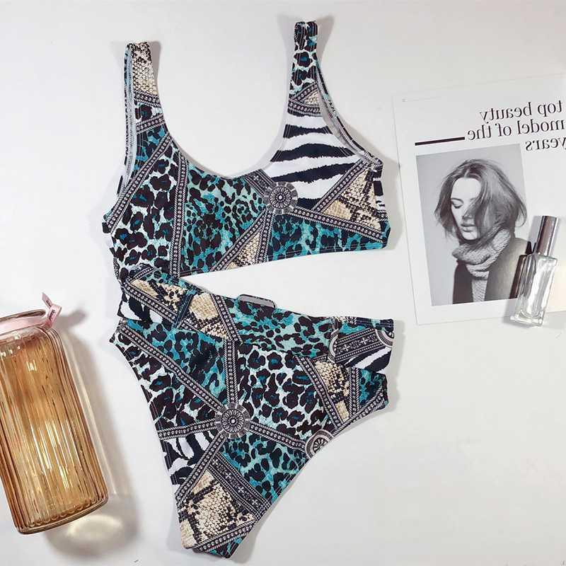 U-neck snake swimsuit ladies bikini swimsuit