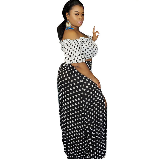 Lus size L-5XL women Summer Dot Print Slas