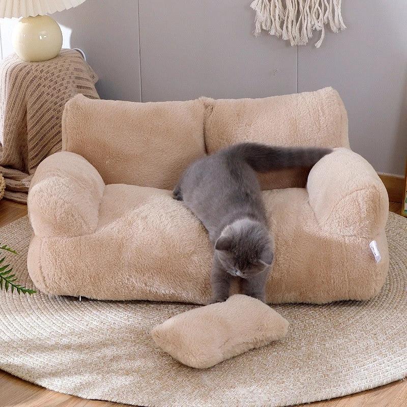 Luxury Cat Bed Sofa Winter Warm Cat Nest Pet Bed For Small Medium Dogs Cats Comfortable Plush Puppy Bed Pet Supplies by GJG Denim