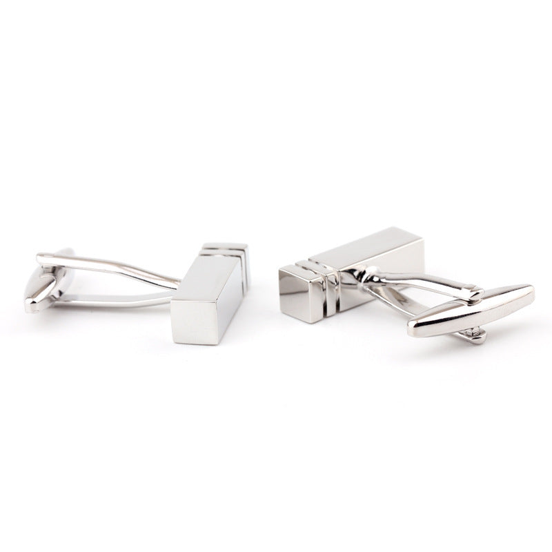 Men's Rectangular Glossy Metal Cufflinks
