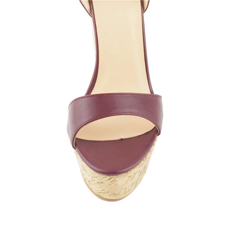 Wood Wedge Platform Sandals by GJG Denim