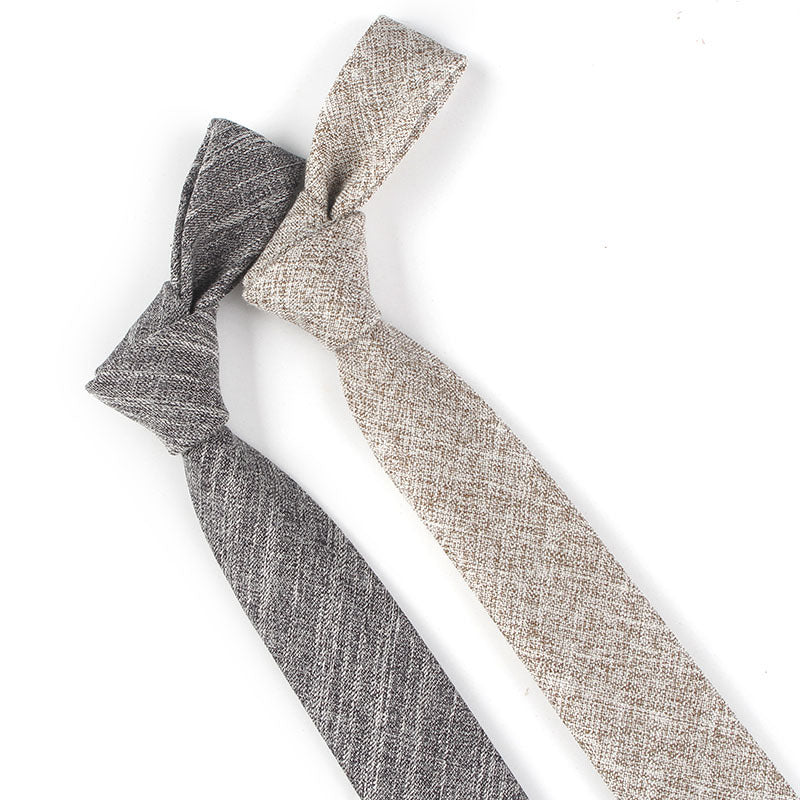 Solid Color Narrow Cotton Men's 6cm Tie