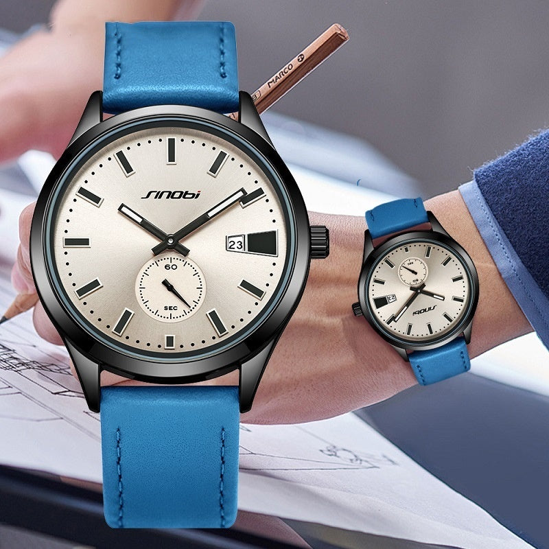 Men's Casual Leather Strap Business Quartz Watch