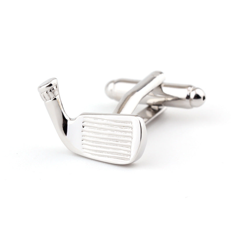 Golf Racket Shape Plain Metal Men's Cufflinks